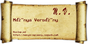 Mánya Versény névjegykártya